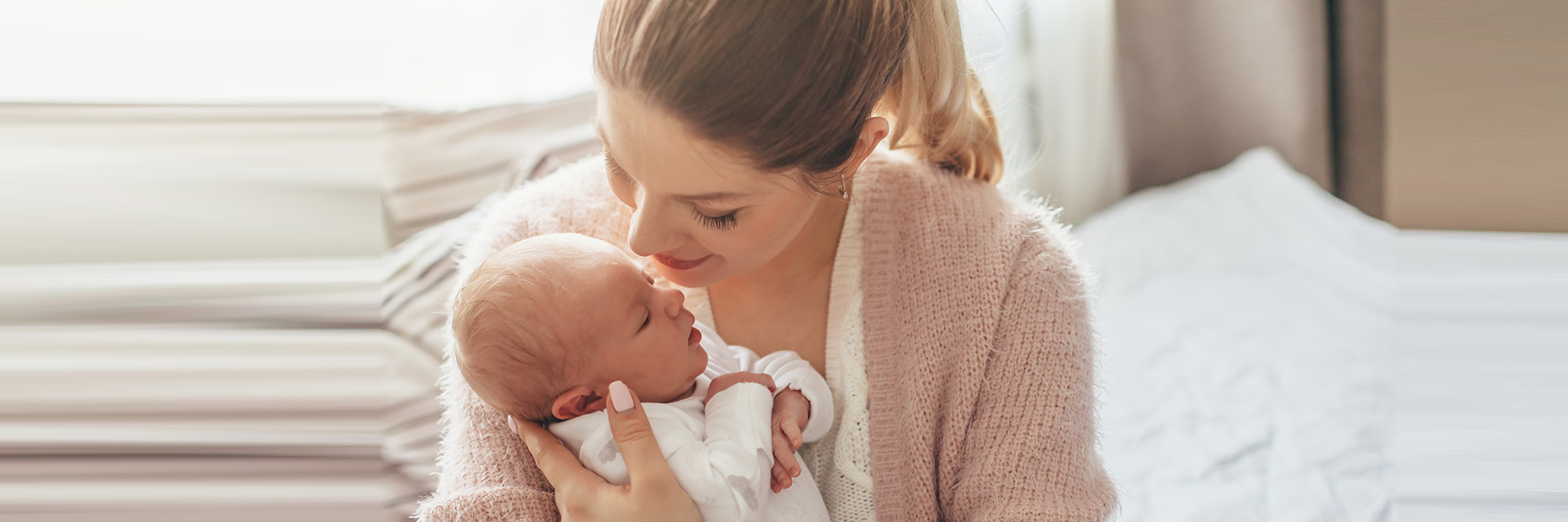 Mom holding baby
