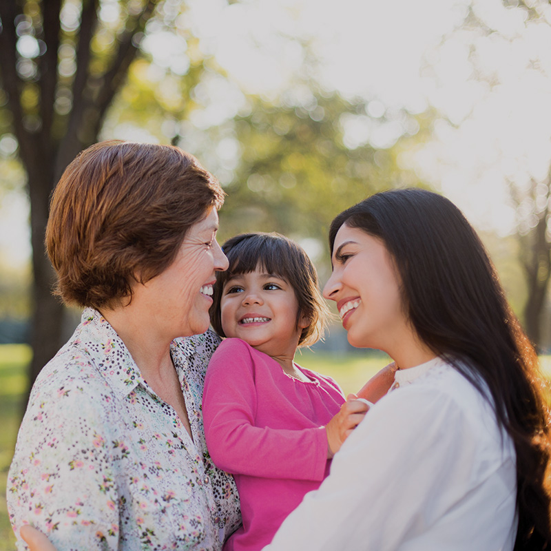 Mom and child with grandma