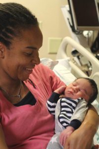 Ashley Henderson with newborn