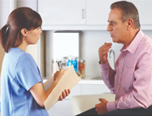 Nurse and man with pink shirt