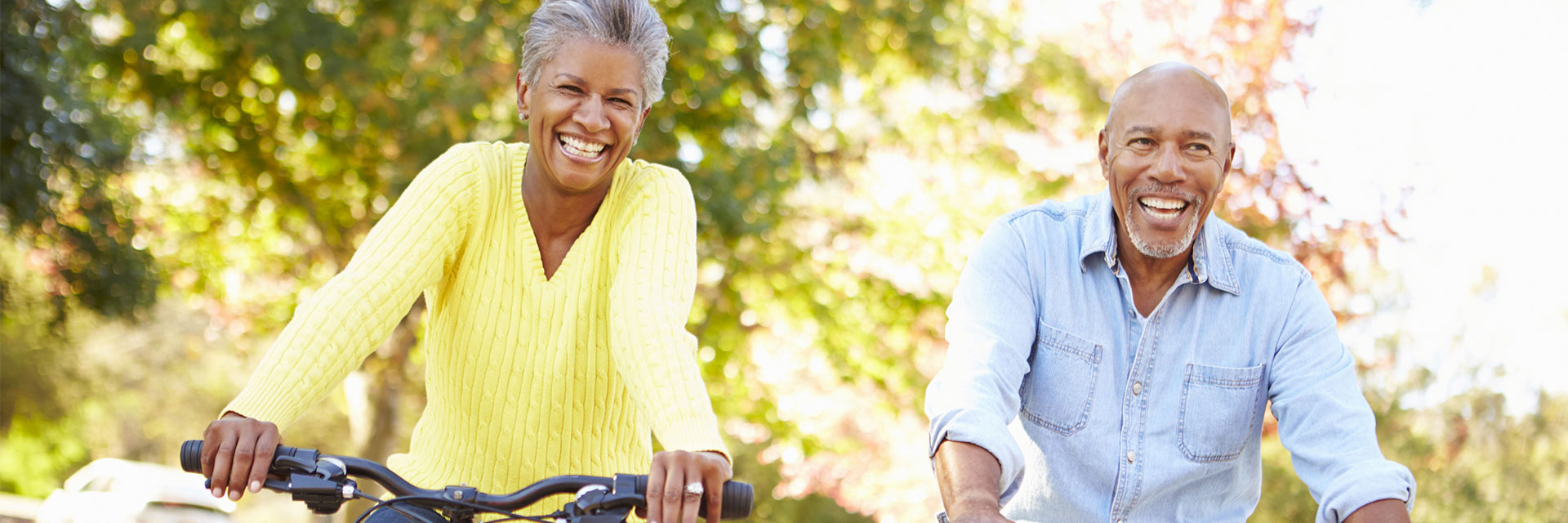 Couple riding bicycles