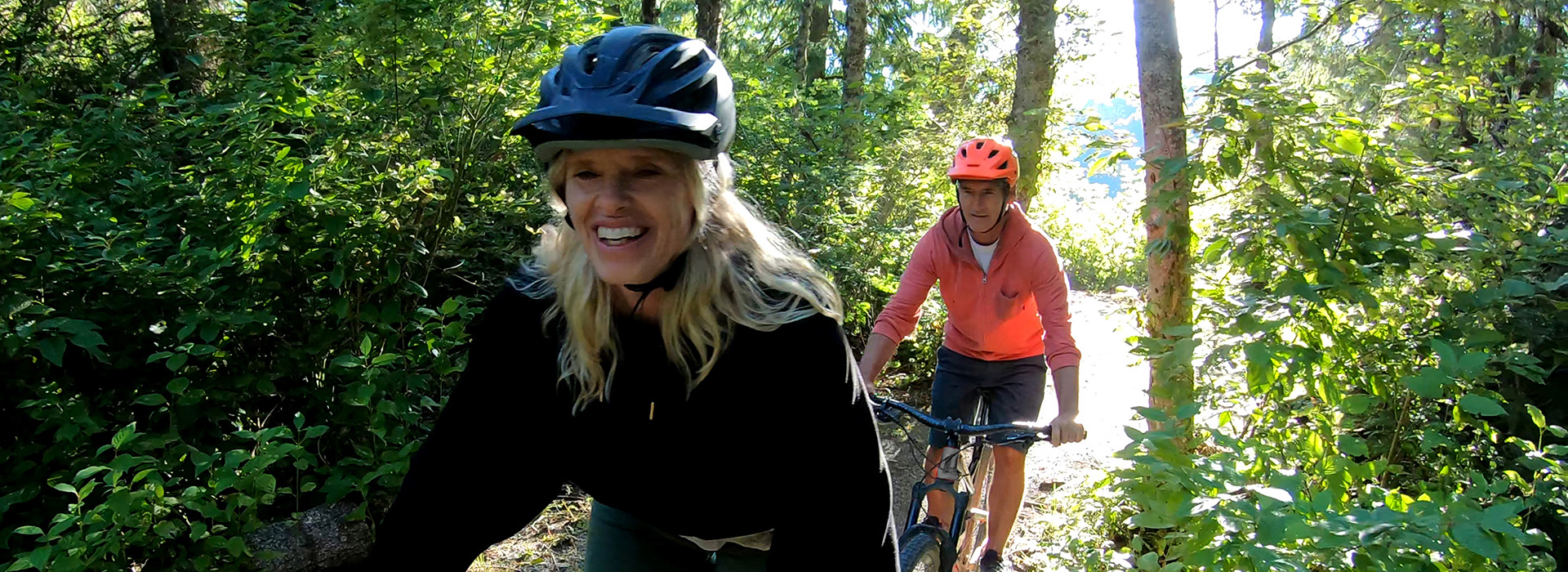Couple riding bicycles