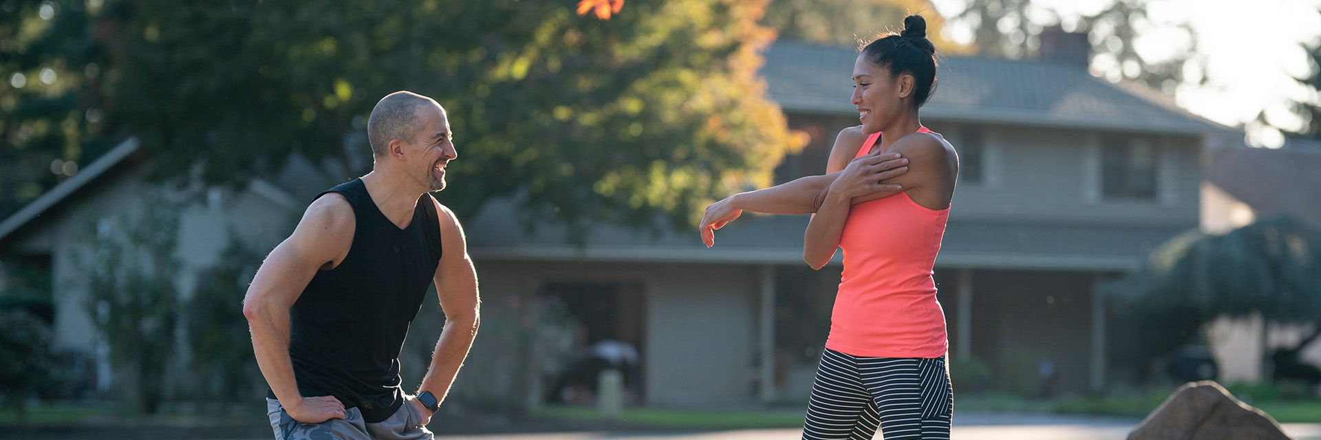Couple stretching