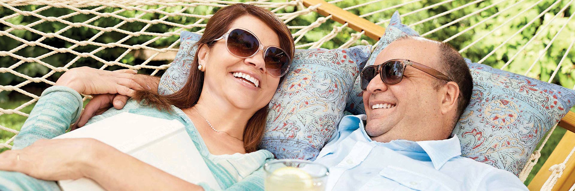 Couple lying in hammock