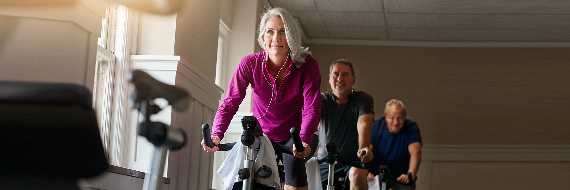 Group on exercise bikes
