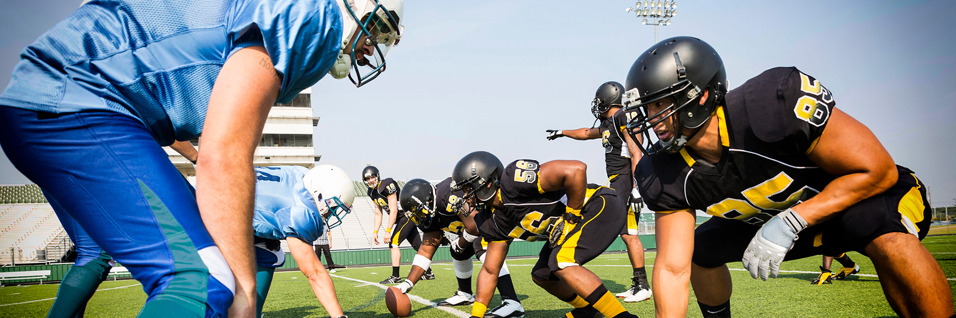 Football player lining up