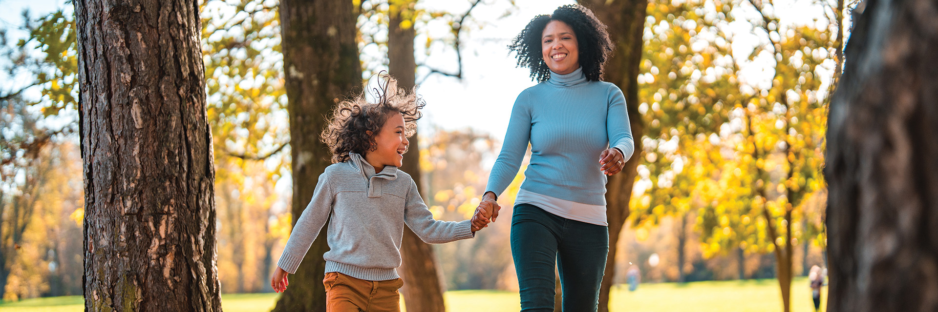 Mother and child walking