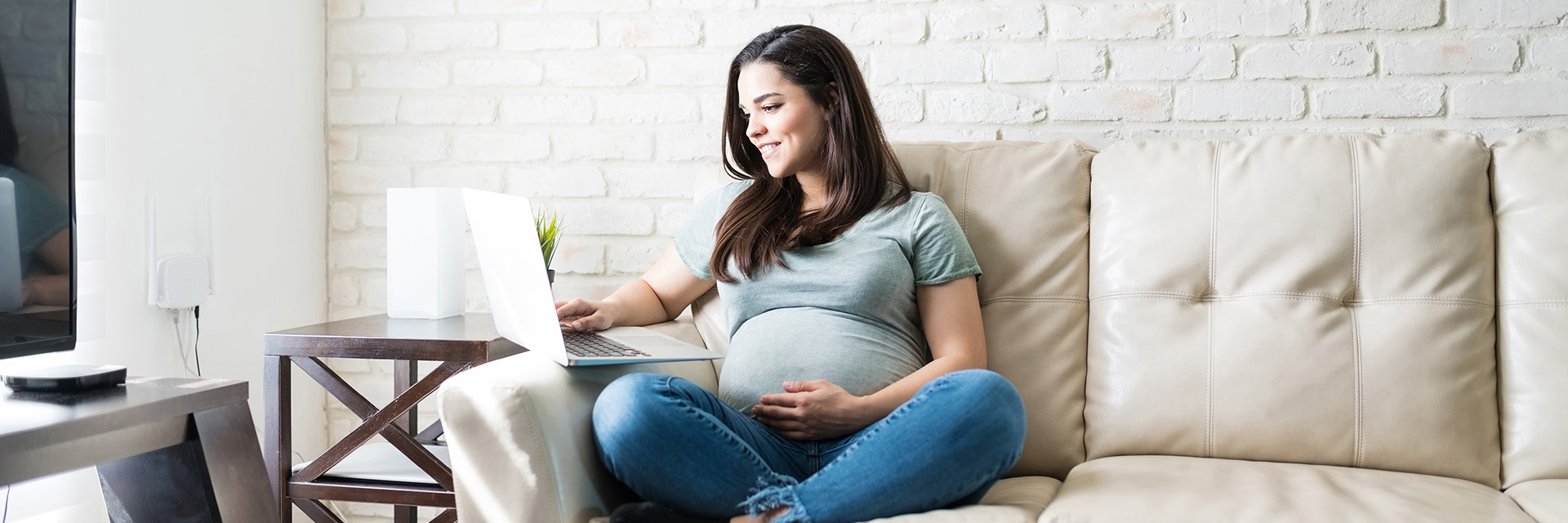 Pregnant Woman using laptop