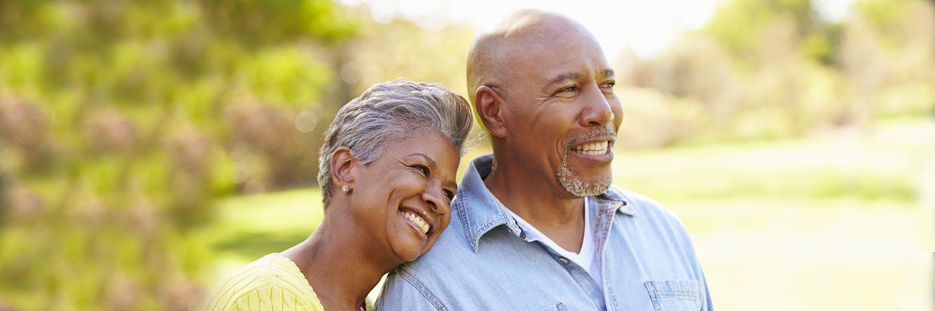 Couple smiling outdoors