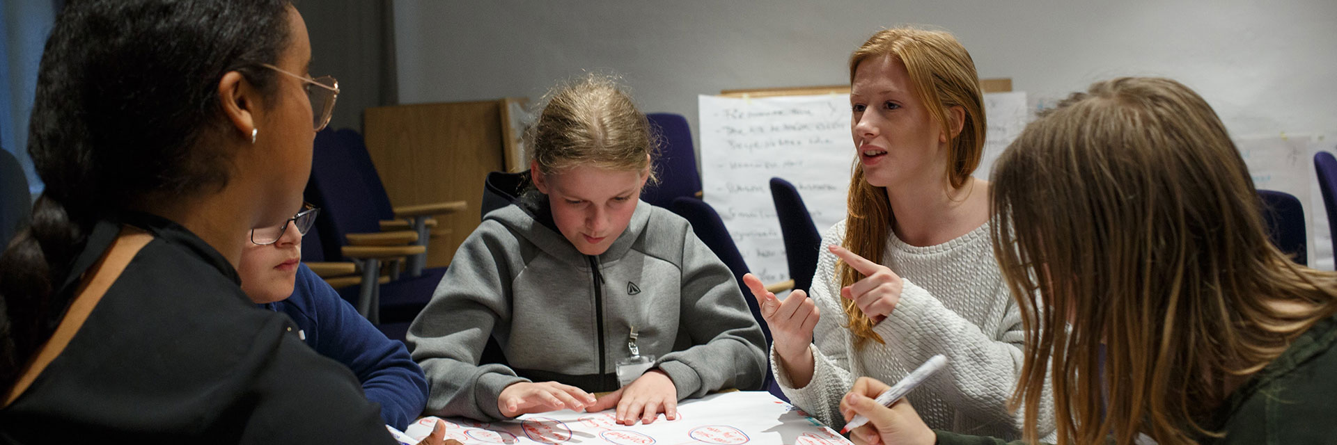 Group of girls sitting at table