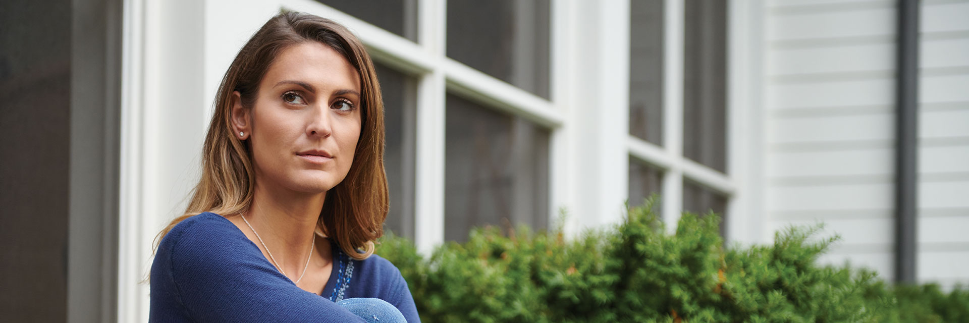 Single woman looking serious