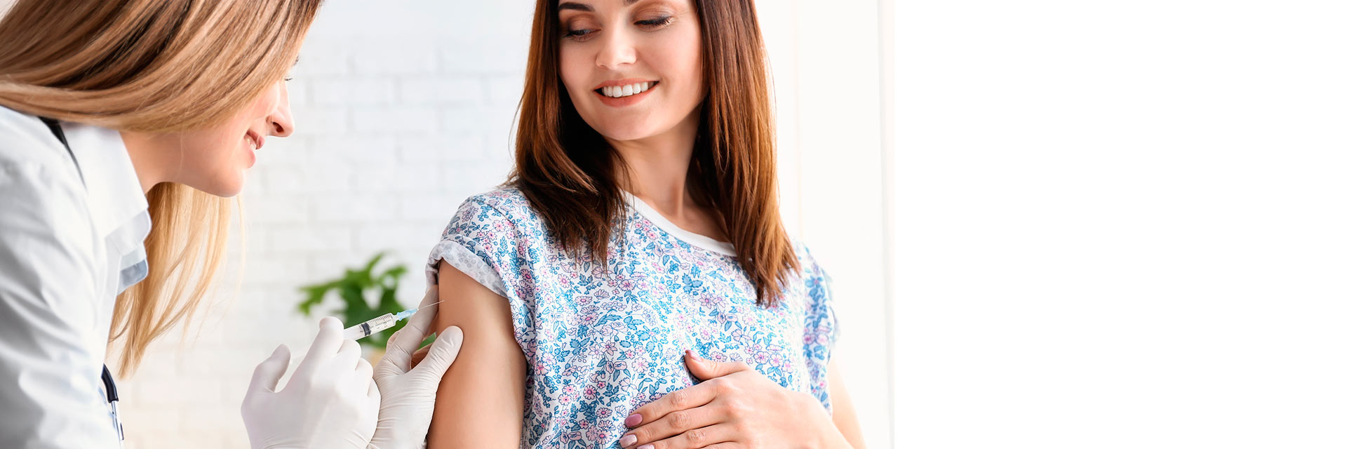 Woman vaccinating