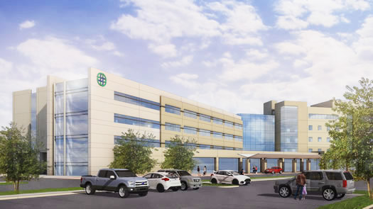 Artist's rendering of new building at Texas Health Denton
