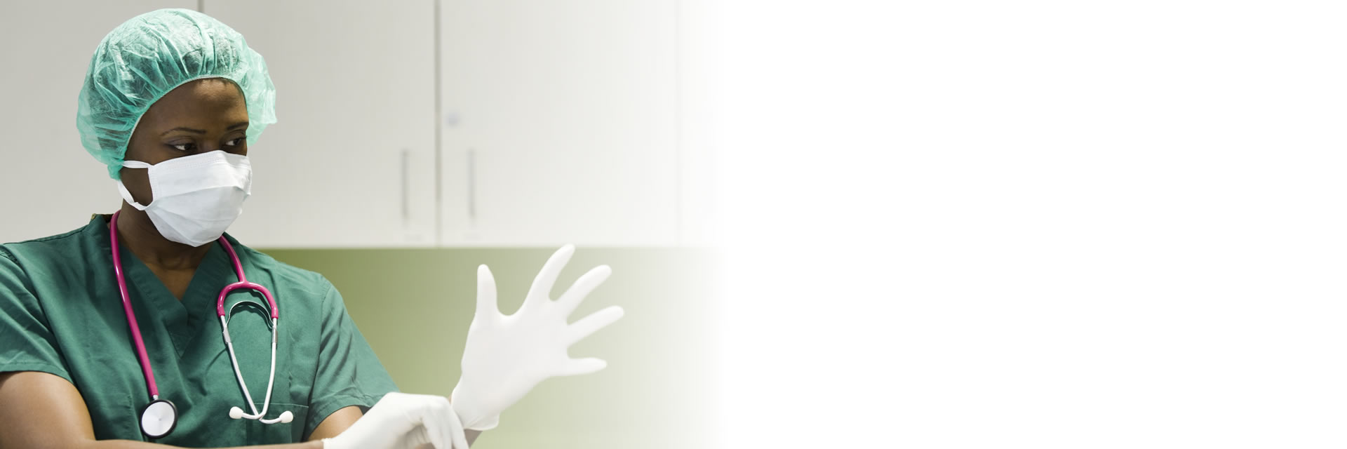 Clinician with mask and gloves