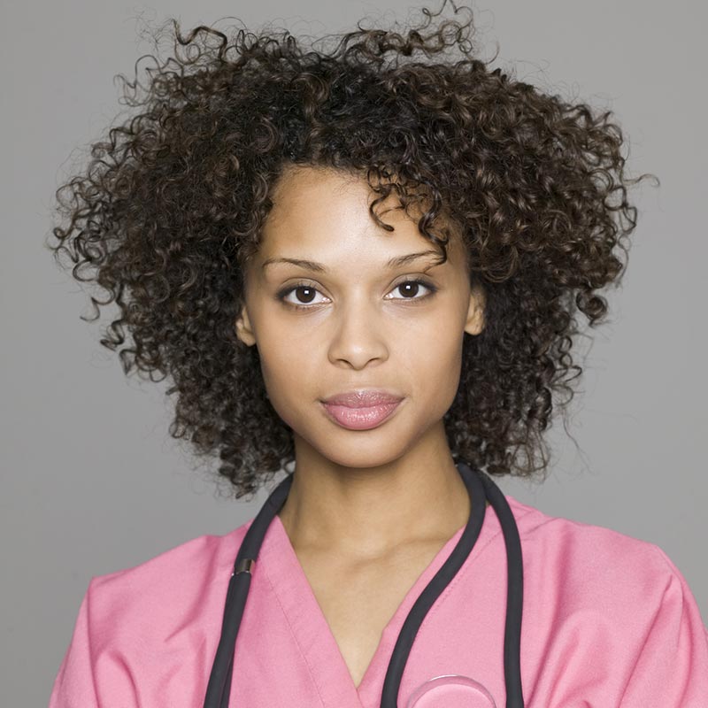 Nurse in pink scrubs