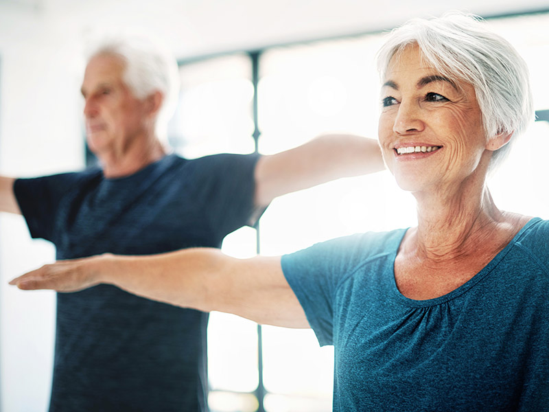 Mature couple doing working out