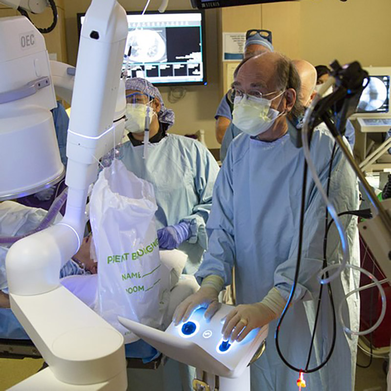 Dr. John Burks using the robotic lung biopsy