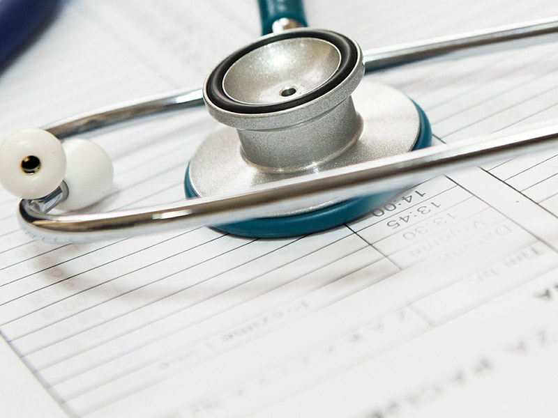 Stethoscope sitting on table