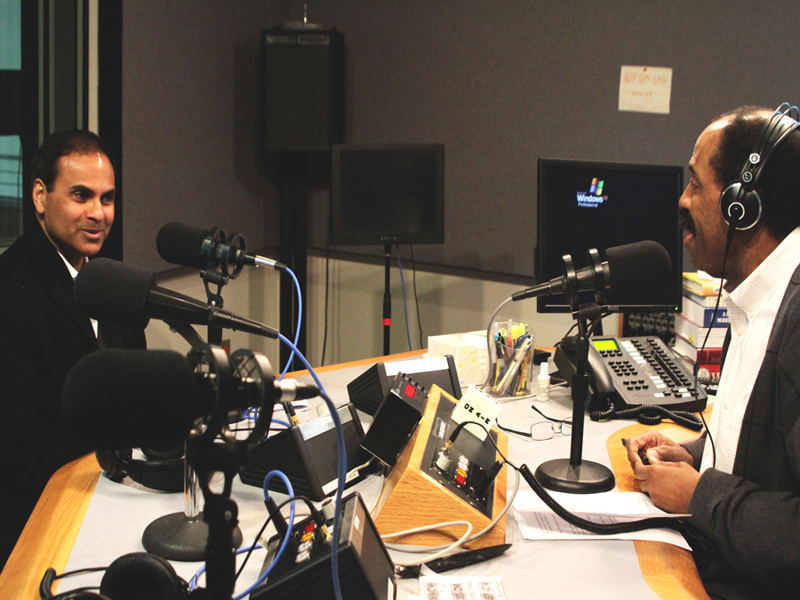 Dr. Gudimetla being interviewed by KERA News