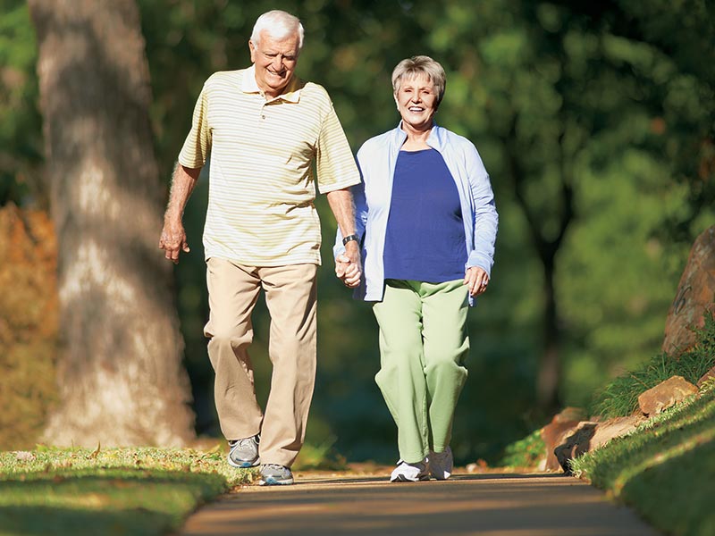 Couple walking outdoors