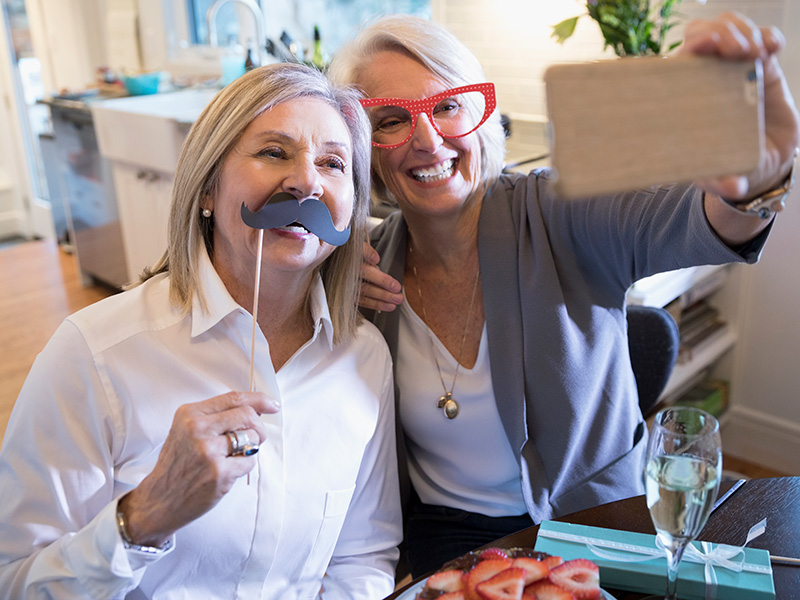 Two Women Taking Selfie