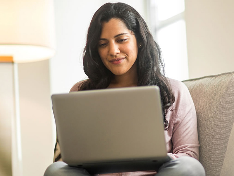 Woman using laptop