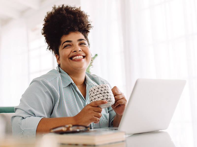 Woman using laptop