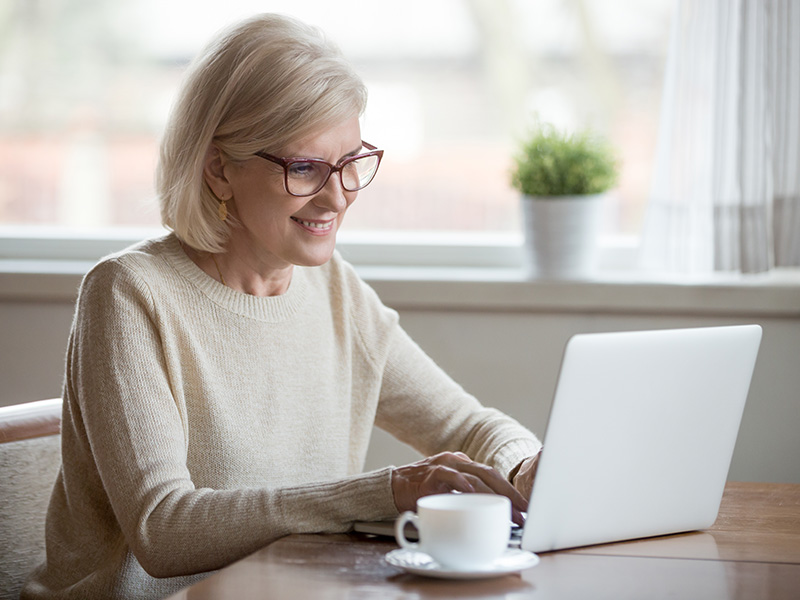 Woman using laptop