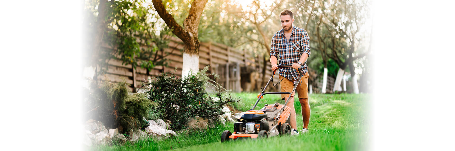 Man mowing lawn