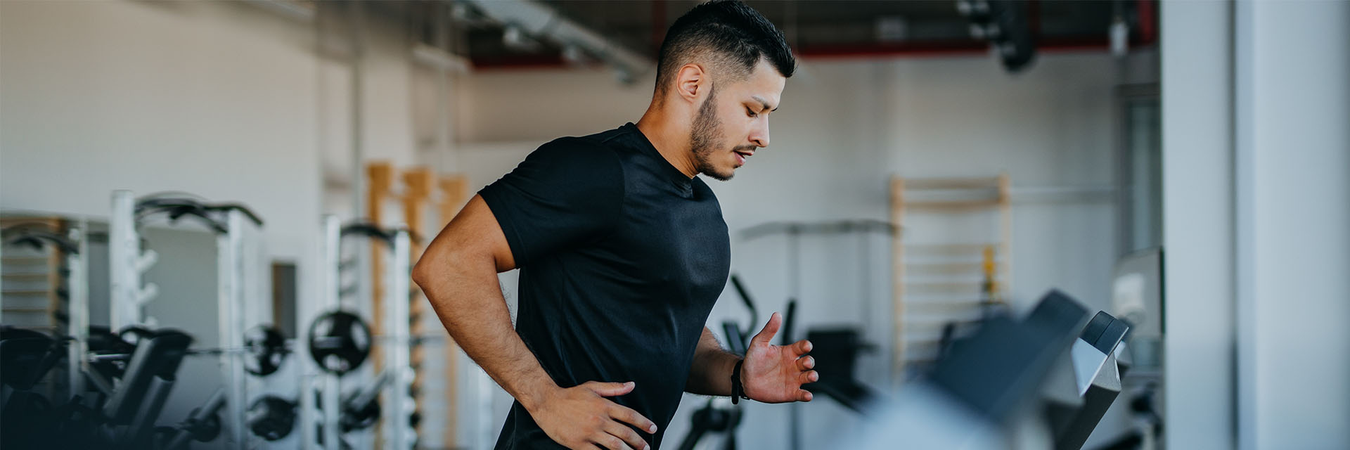 Man running on treadmill