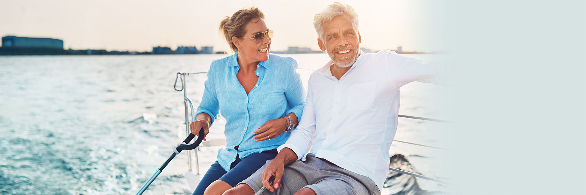 Mature man and woman on a boat