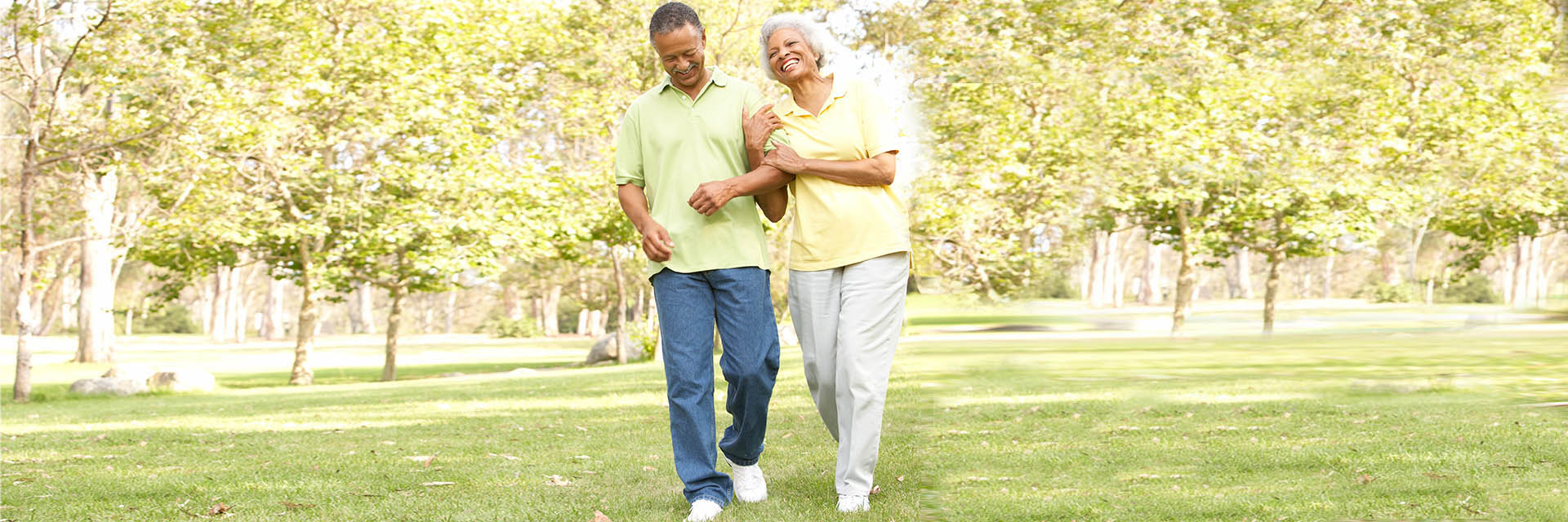 Mature couple walking outside