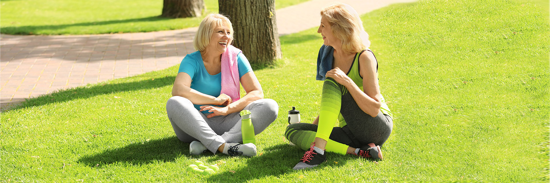 Mature women sitting outdoors