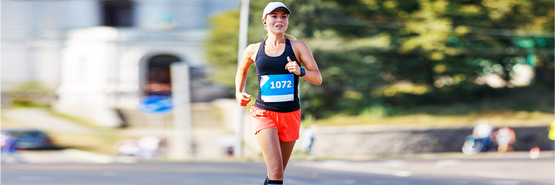 Woman running in race