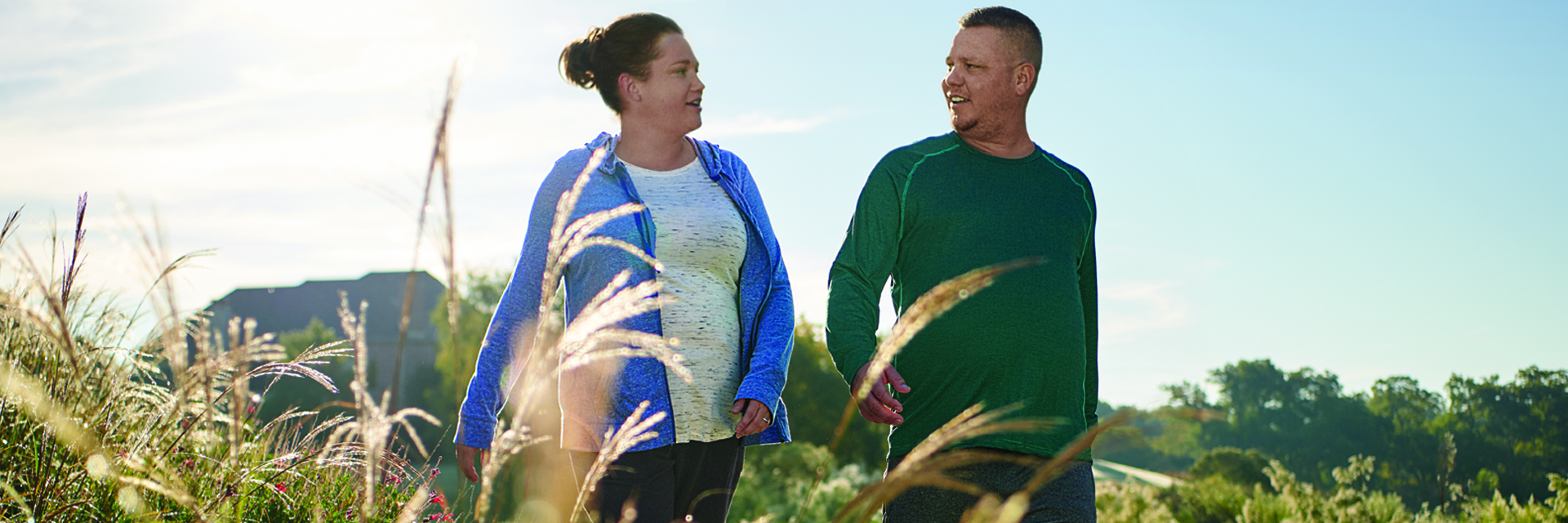 Couple walking outside