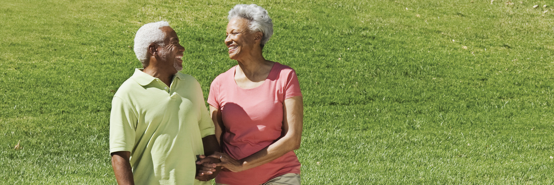 Elderly couple walking