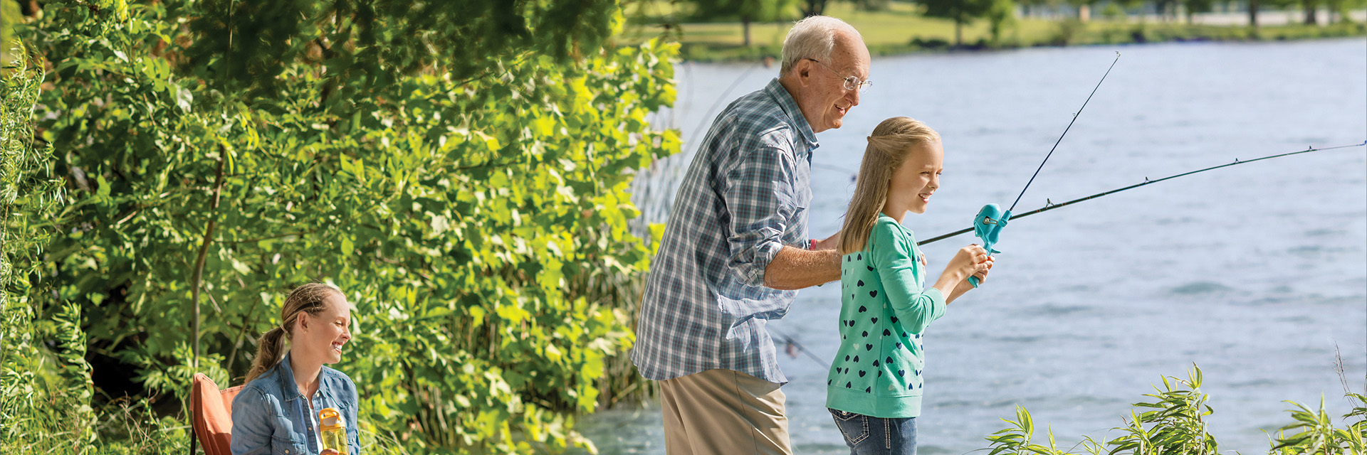 Grandfather Fishing with Grandkids