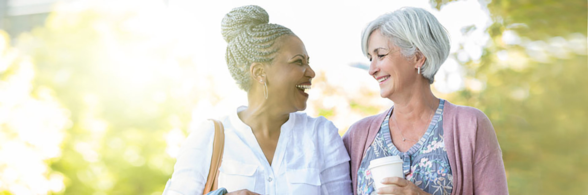Senior women walking in park