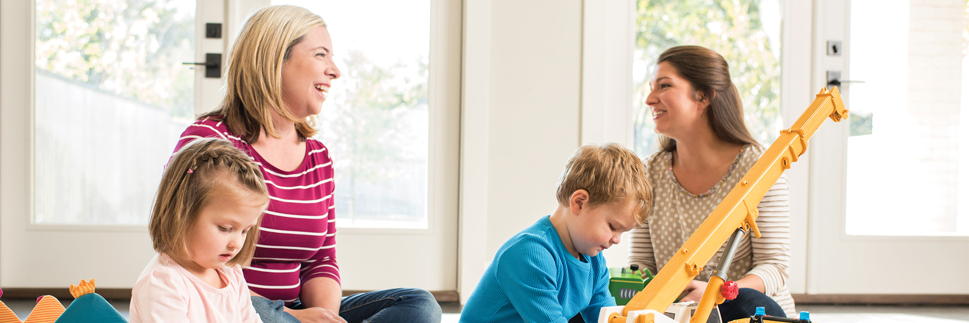 Moms playing with children