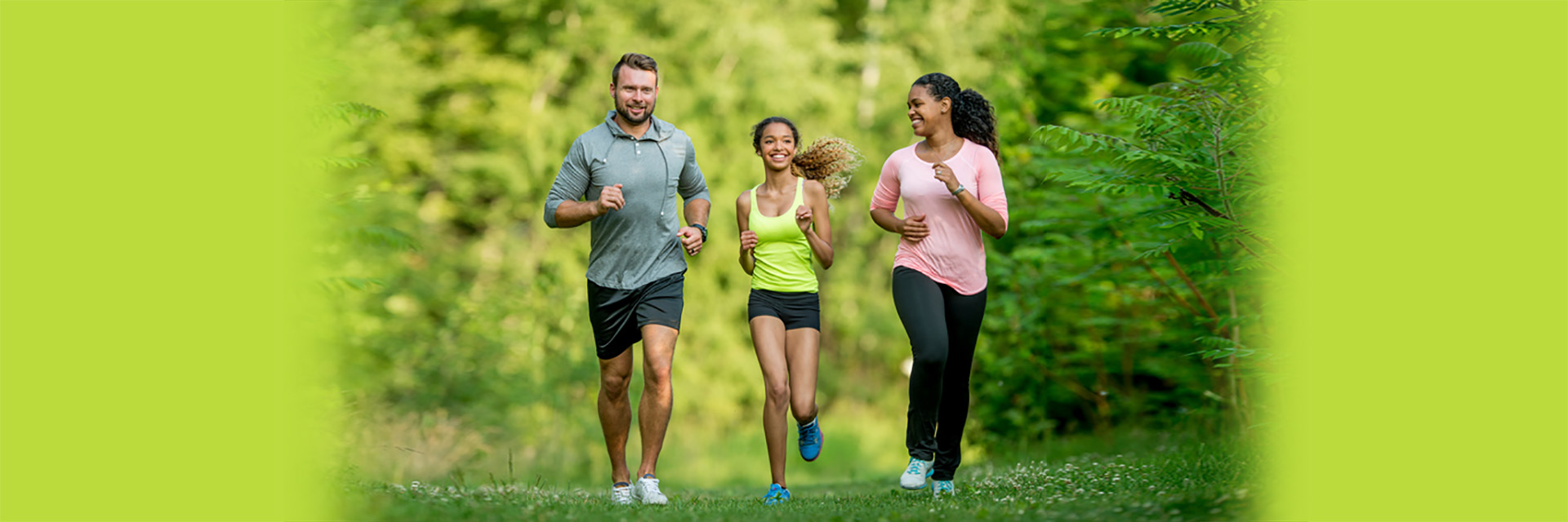 Family getting exercise while jogging
