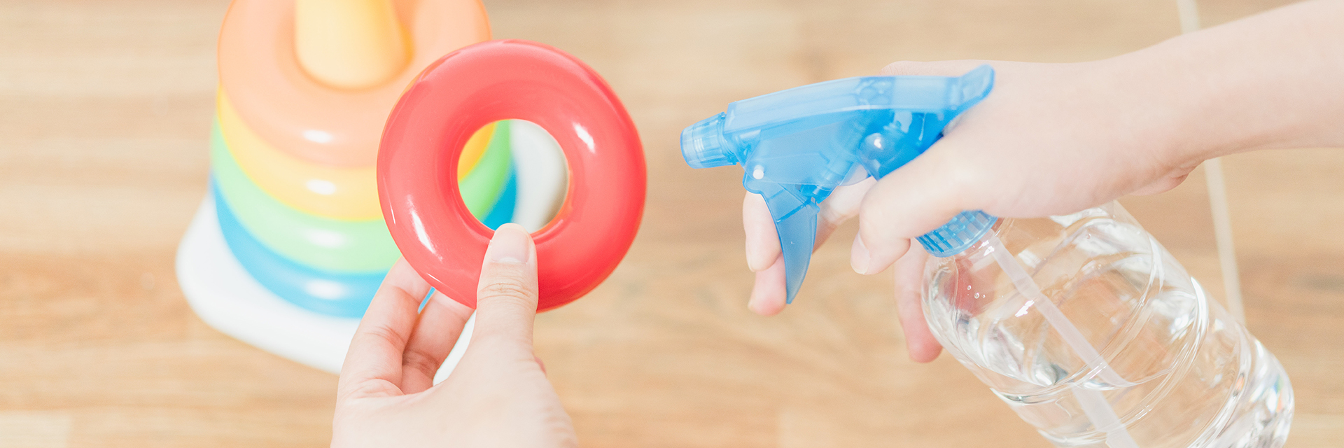 Toys being sanitized