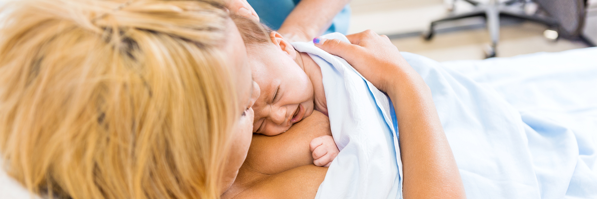 Mom and baby skin to skin