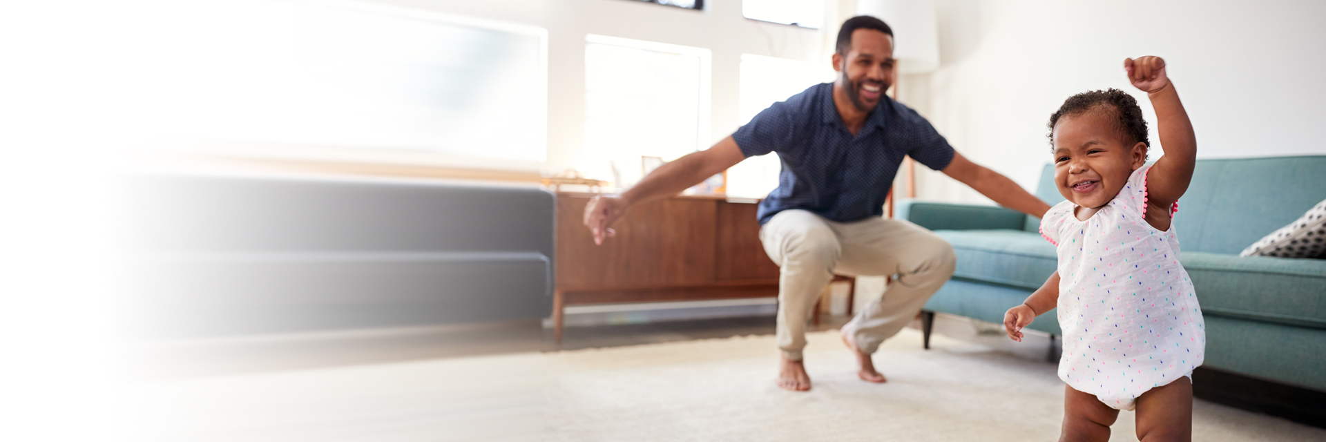 Little girl and dad playing