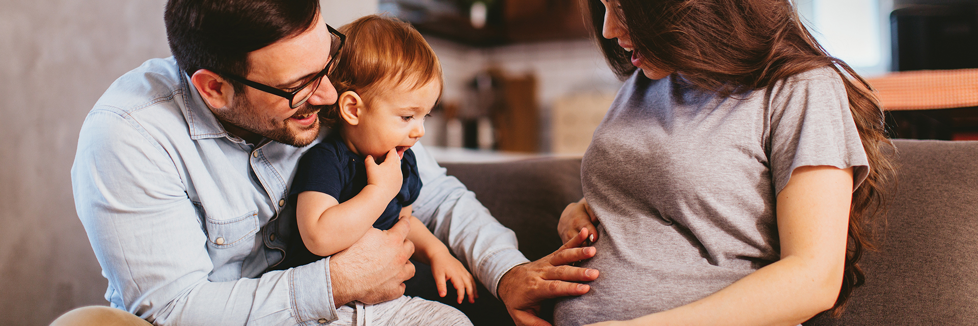Son touches moms pregnant stomach