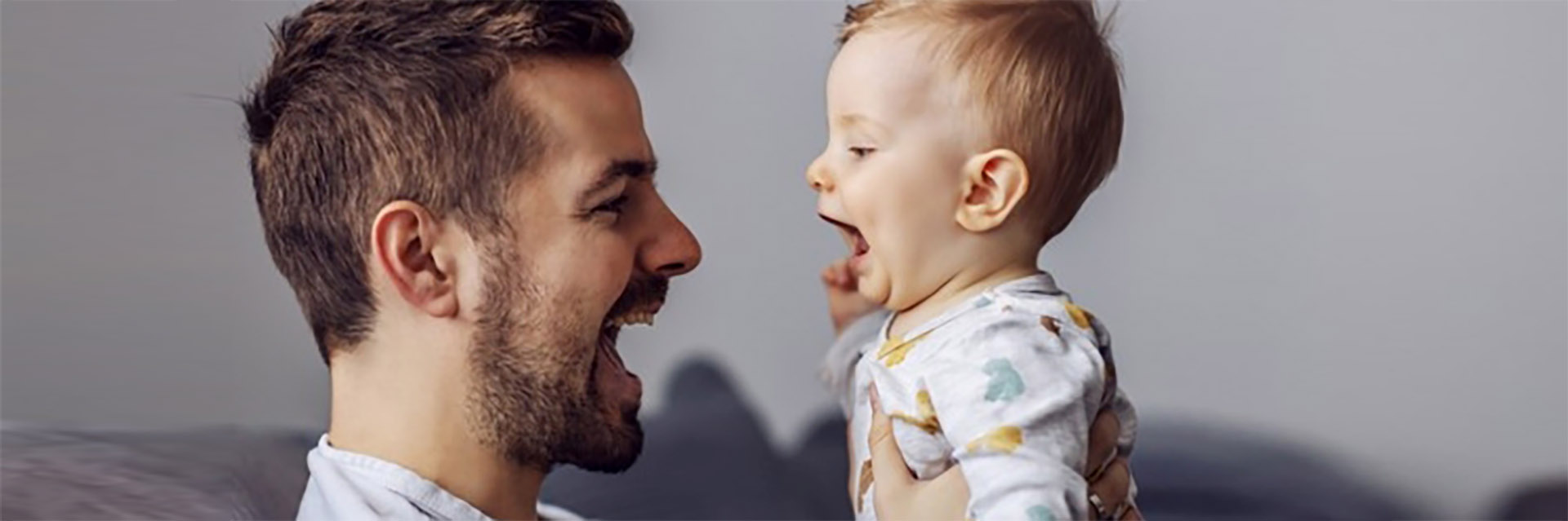 Dad and baby making noises