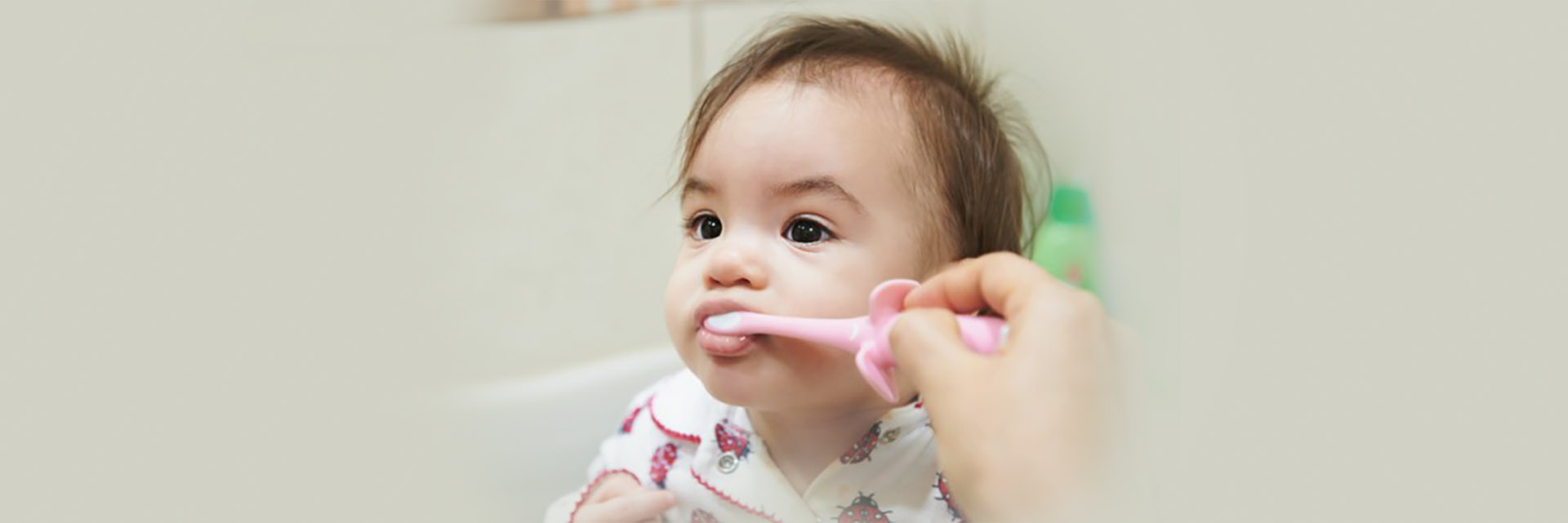 Infant brushing teeth