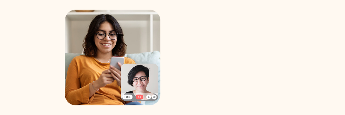 Person using a smartphone for a virtual dietitian video call