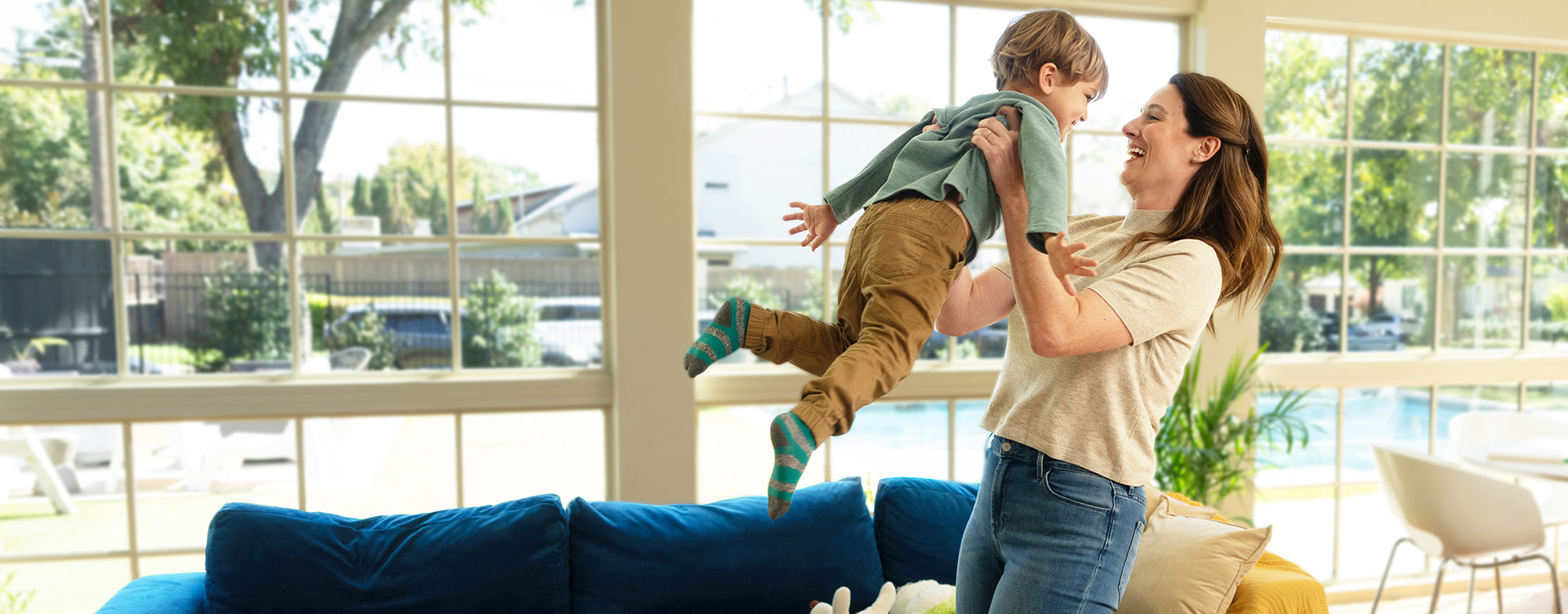 Mother and child playing