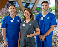 Medical group in scrubs