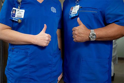 Employees thumbs up